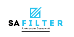 Logotyp (czarne litery) firmy SA Filter